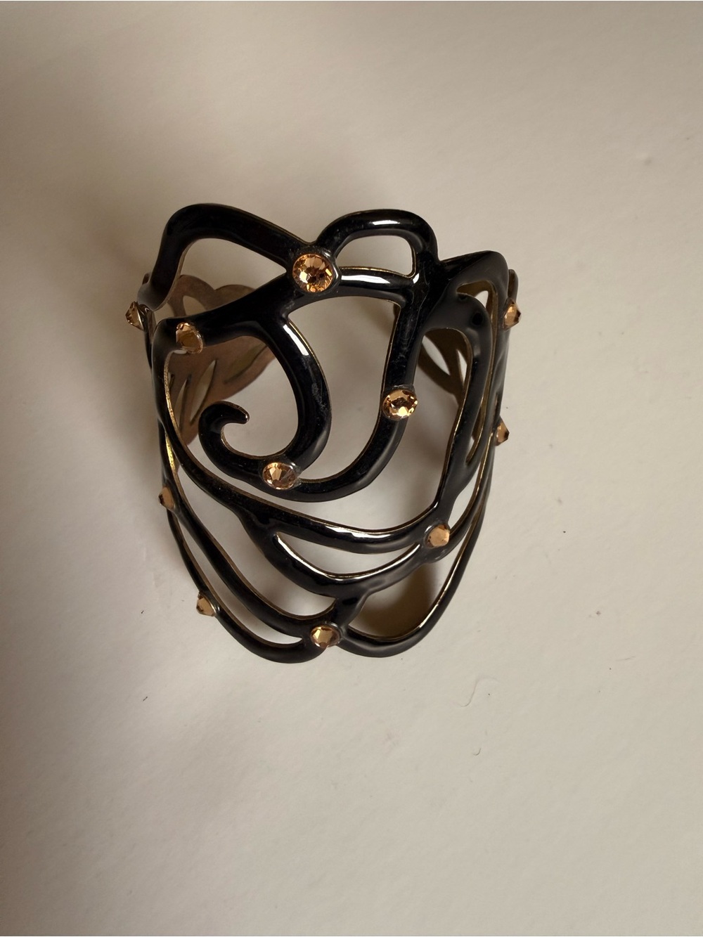 Black and Gold Openwork Women's Cuff Bracelet